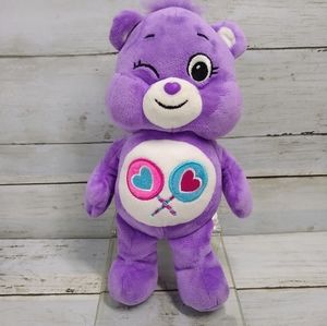 CareBears ©2020 Winking ShareBear 10"t Purple Plush Heart Lollipops/Tush/Nose